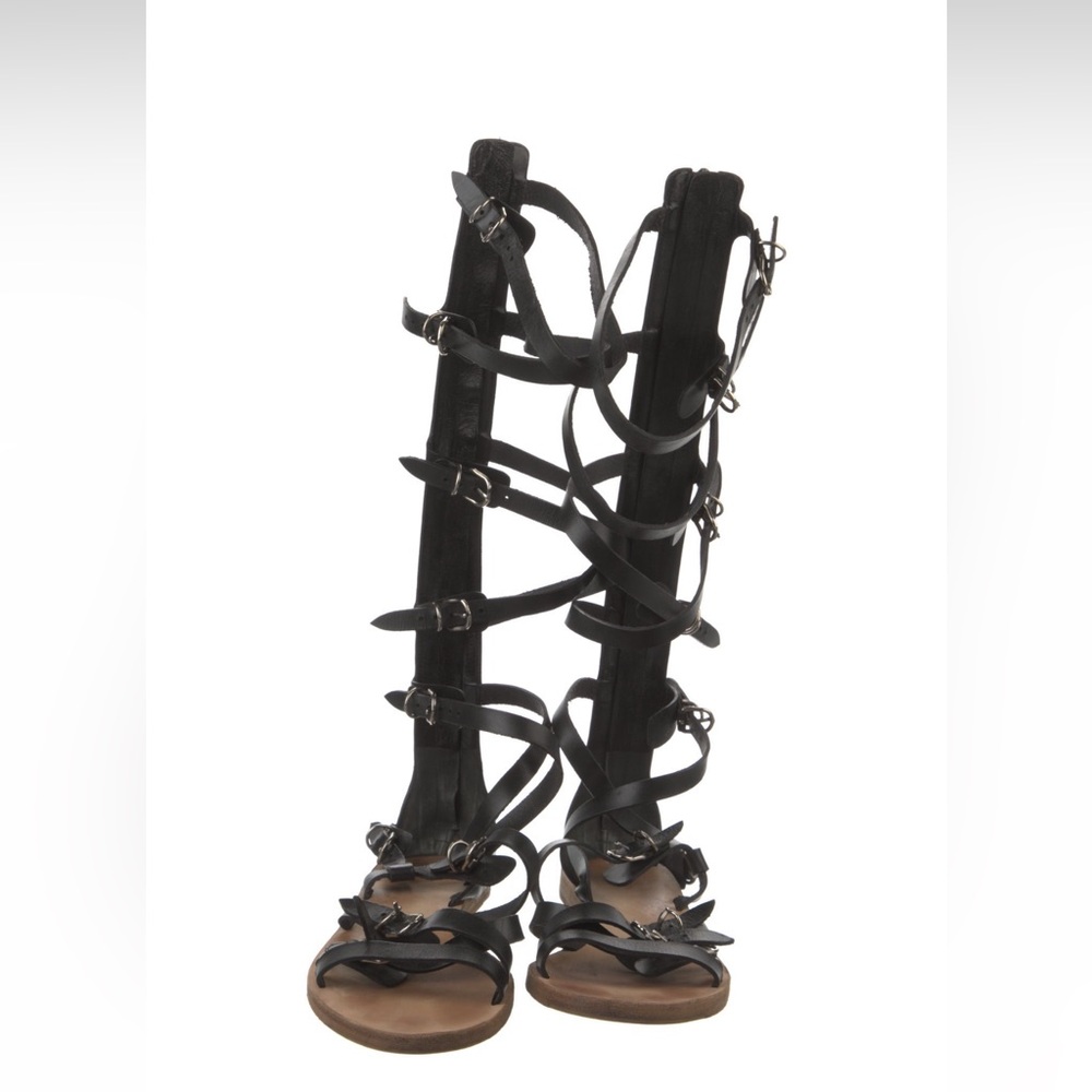 Black Gladiator Sandals with Adjustable Straps